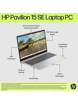HP 15-fd0073na Laptop, Intel Core i3 Processor, 8GB RAM, 512GB SSD, 15.6” Full HD, Natural Silver - view 2, Natural Silver