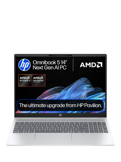 HP OmniBook 5 Laptop, AMD Ryzen AI 5 Processor, 16GB RAM, 1TB SSD, 16” 2K, Glacier Silver, Glacier Silver