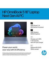 HP OmniBook 5 Laptop, AMD Ryzen AI 5 Processor, 16GB RAM, 1TB SSD, 16” 2K, Sky Blue