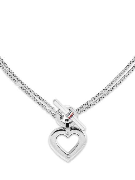Tommy Hilfiger Heart Pendant Toggle Necklace, Silver, Silver