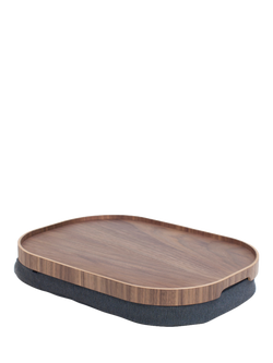 Bosign CurveLine Anti-Slip Large Walnut Veneer Top Lap Tray, 46cm, Brown