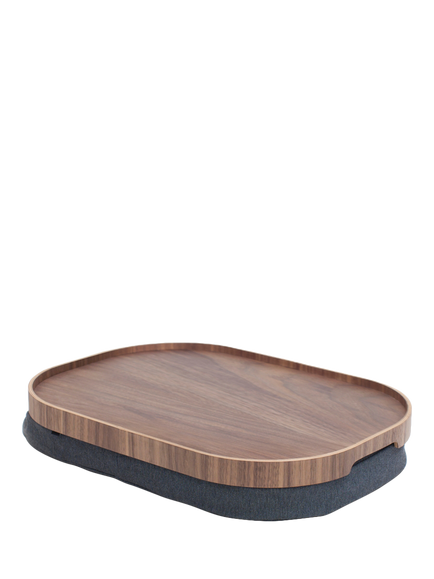 Bosign CurveLine Anti-Slip Large Walnut Veneer Top Lap Tray, 46cm, Brown
