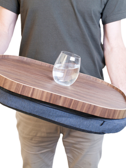 Bosign CurveLine Anti-Slip Large Walnut Veneer Top Lap Tray, 46cm - view 2, Brown