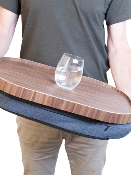 Bosign CurveLine Anti-Slip Large Walnut Veneer Top Lap Tray, 46cm - view 2, Brown