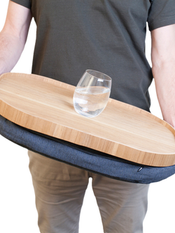 Bosign CurveLine Anti-Slip Large Willow Veneer Top Lap Tray, 46cm - view 2, Brown