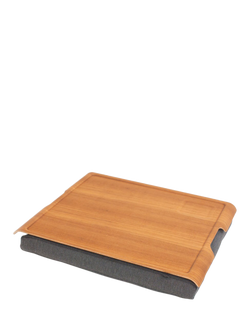 Bosign Anti-Slip Large Teak Veneer Top Lap Tray, 46cm, Teak
