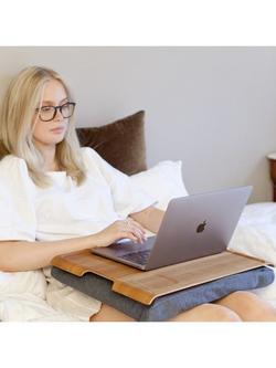 Bosign Anti-Slip Large Teak Veneer Top Lap Tray, 46cm - view 2, Teak