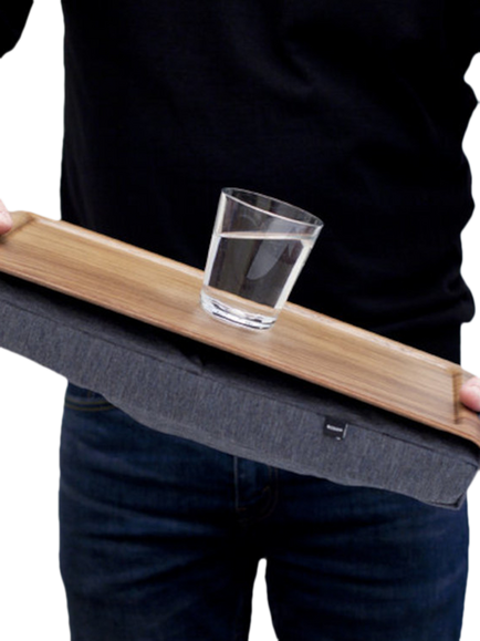 Bosign Mini Anti-Slip Walnut Veneer Top Lap Tray, 43cm - view 2, Walnut