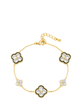 Jon Richard Crystal Clover Bracelet, Gold/Jet