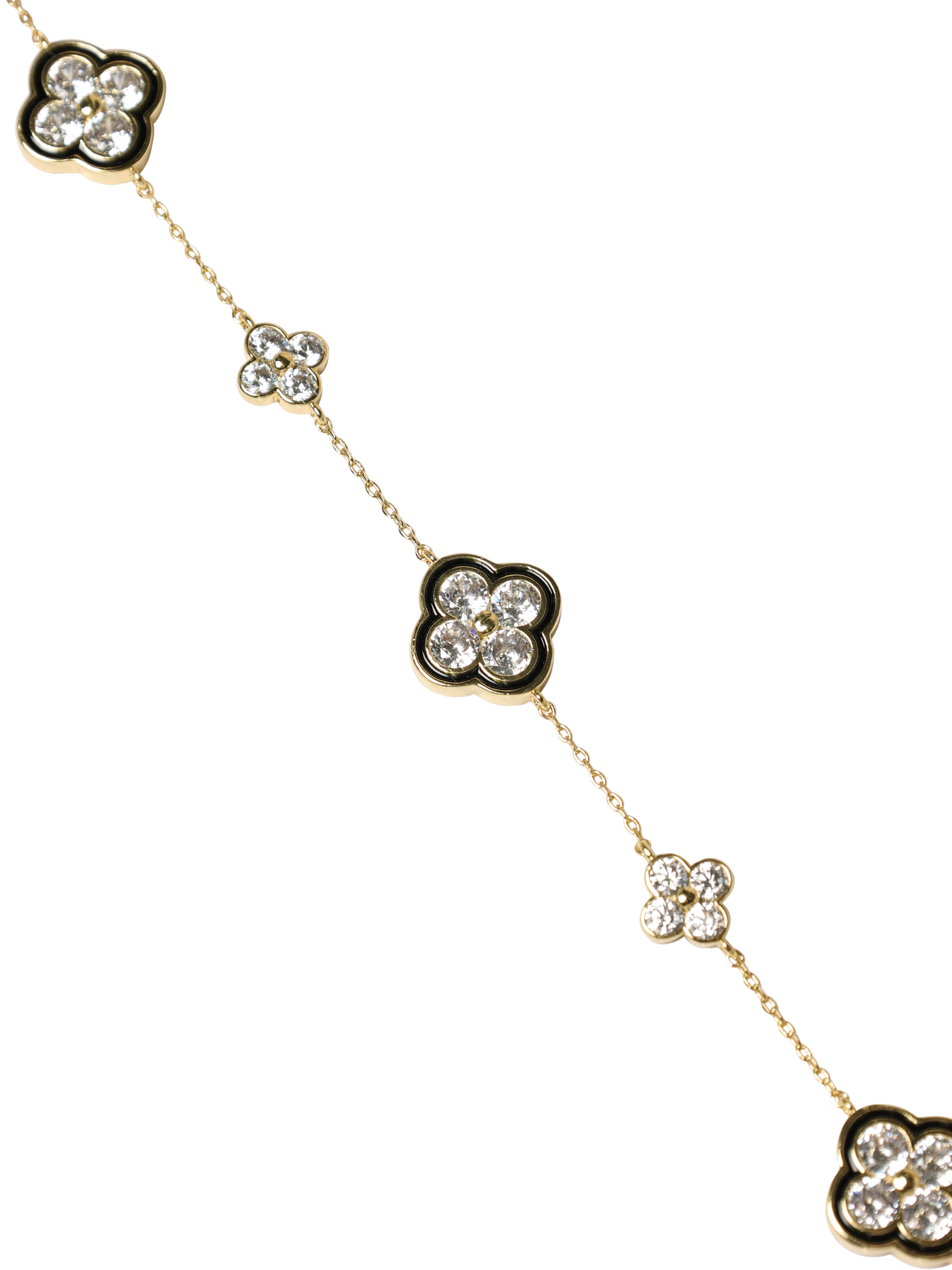 Product image 4 of 5, which shows Jon Richard Crystal Clover Bracelet, Gold/Jet