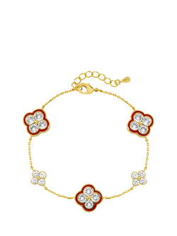 Jon Richard Pave Clover Bracelet, Gold/Ruby