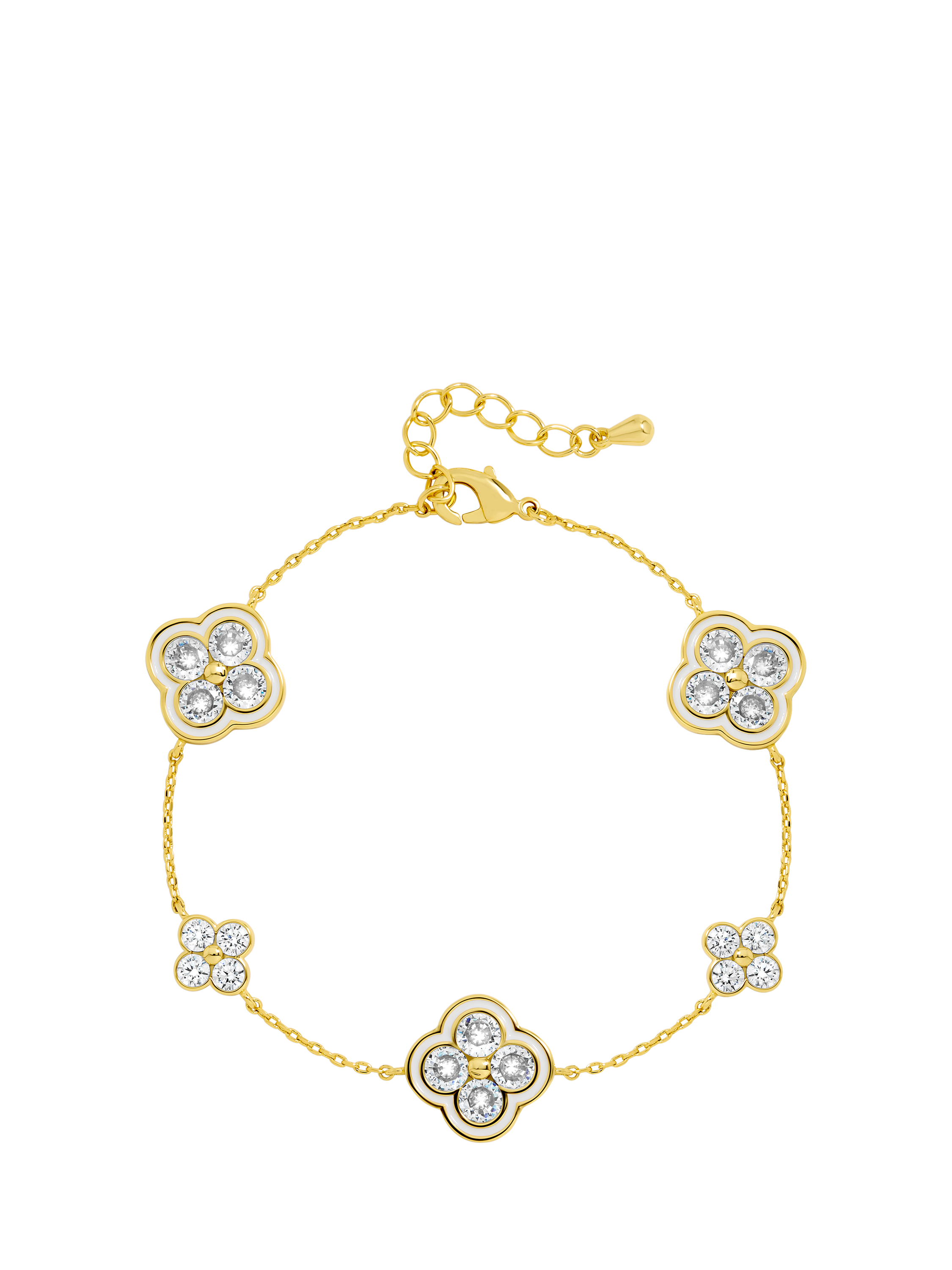 Product image 1 of 4, which shows Jon Richard Pave Clover Bracelet, Gold/White