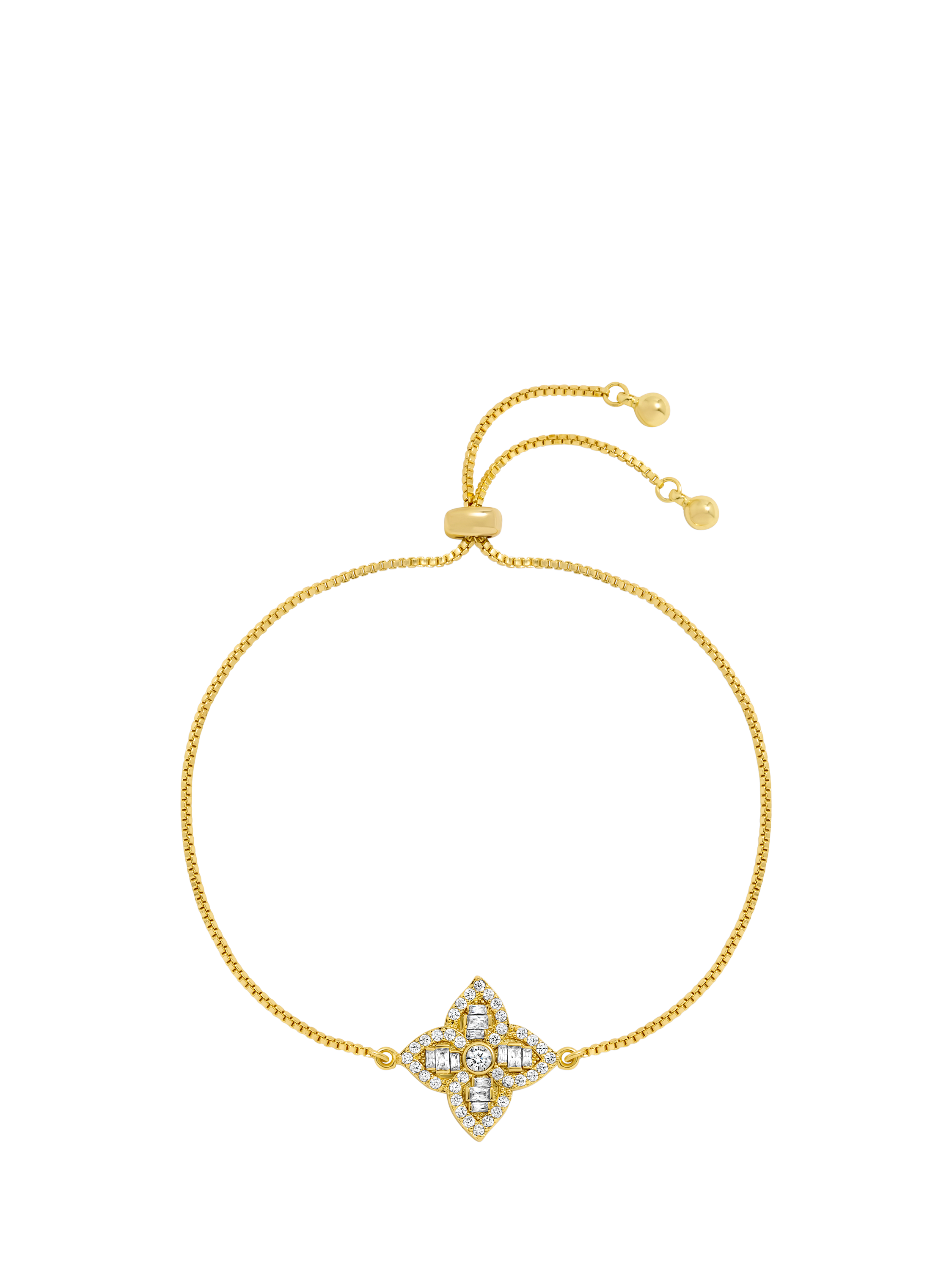 Product image 1 of 1, which shows Jon Richard Crystal Clover Bracelet, Gold