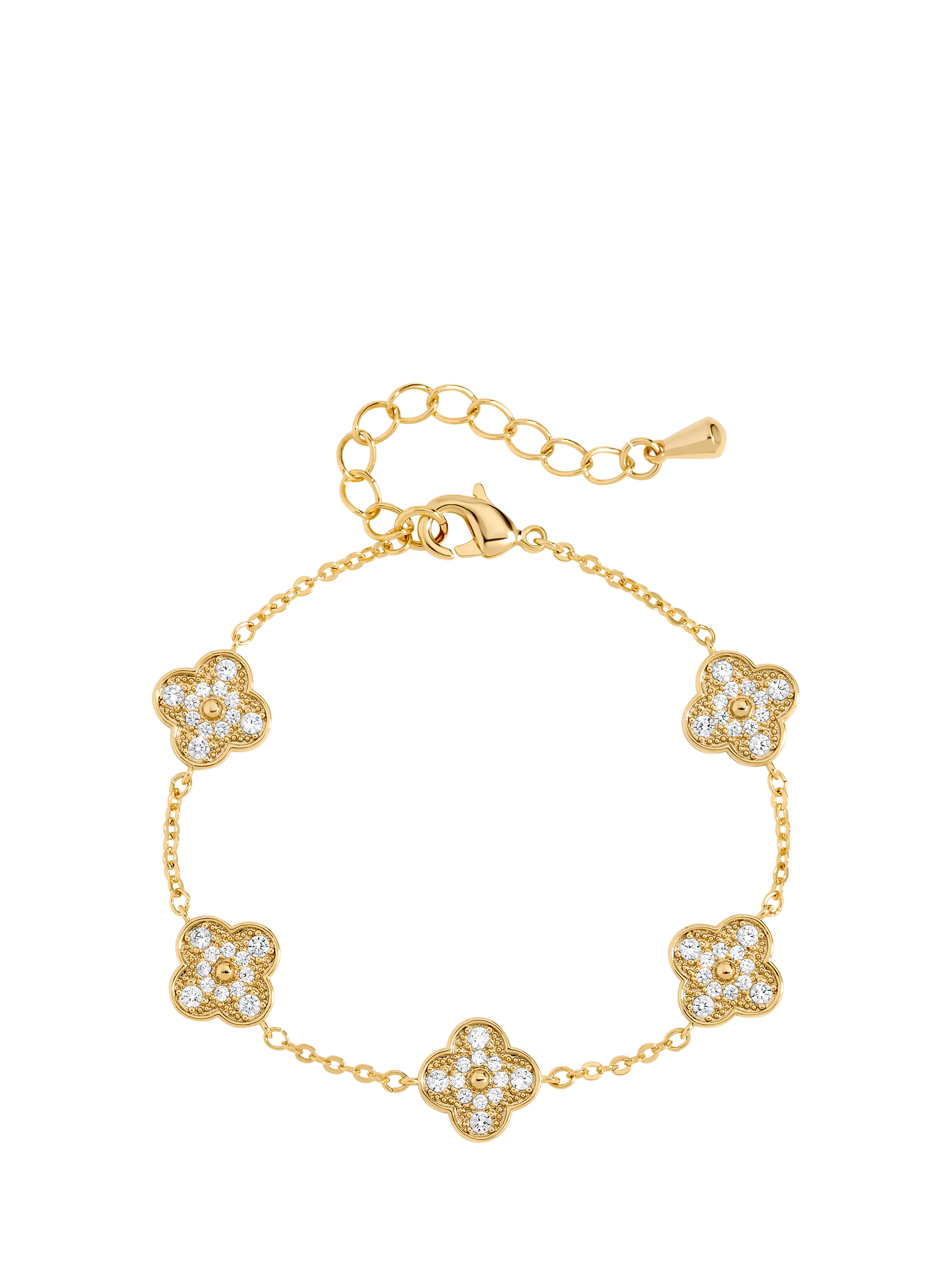 Product image 1 of 2, which shows Jon Richard Pave Clover Bracelet, Gold