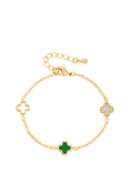 Jon Richard Pave Malachite Clover Bracelet, Gold