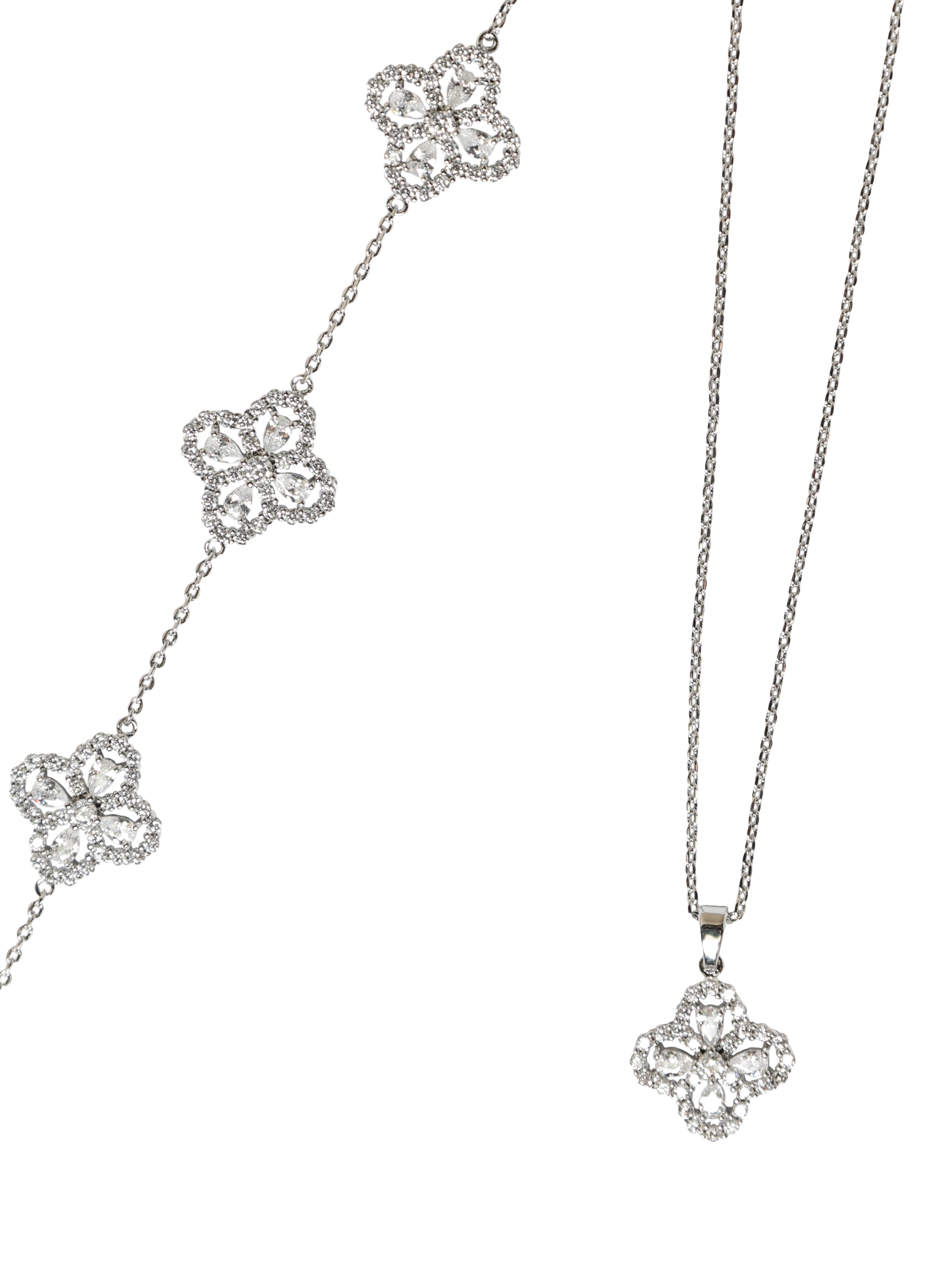 Product image 6 of 6, which shows Jon Richard Cubic Zirconia Clover Bracelet, Silver