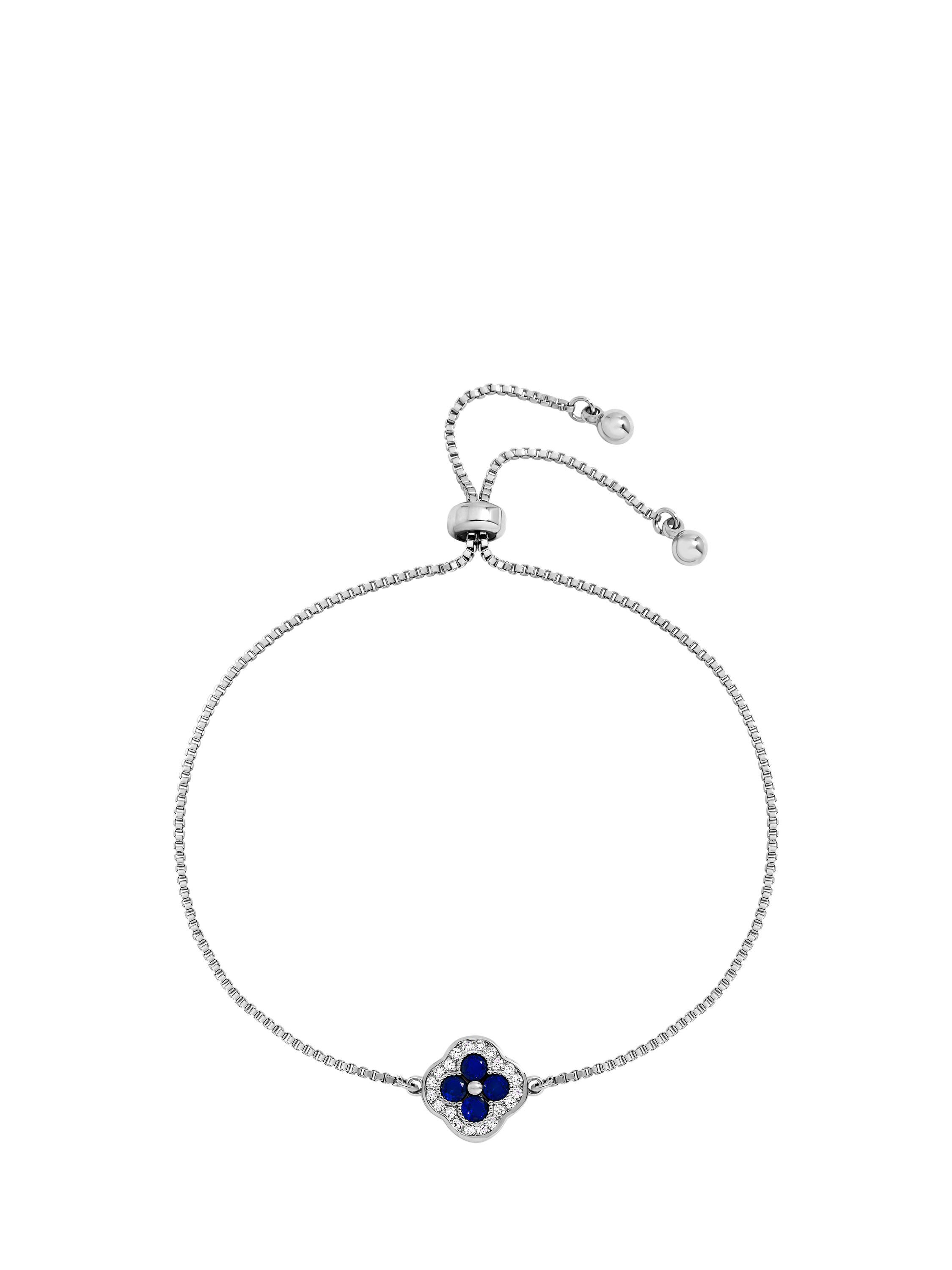 Product image 1 of 5, which shows Jon Richard Crystal Clover Toggle Bracelet, Silver/Sapphire