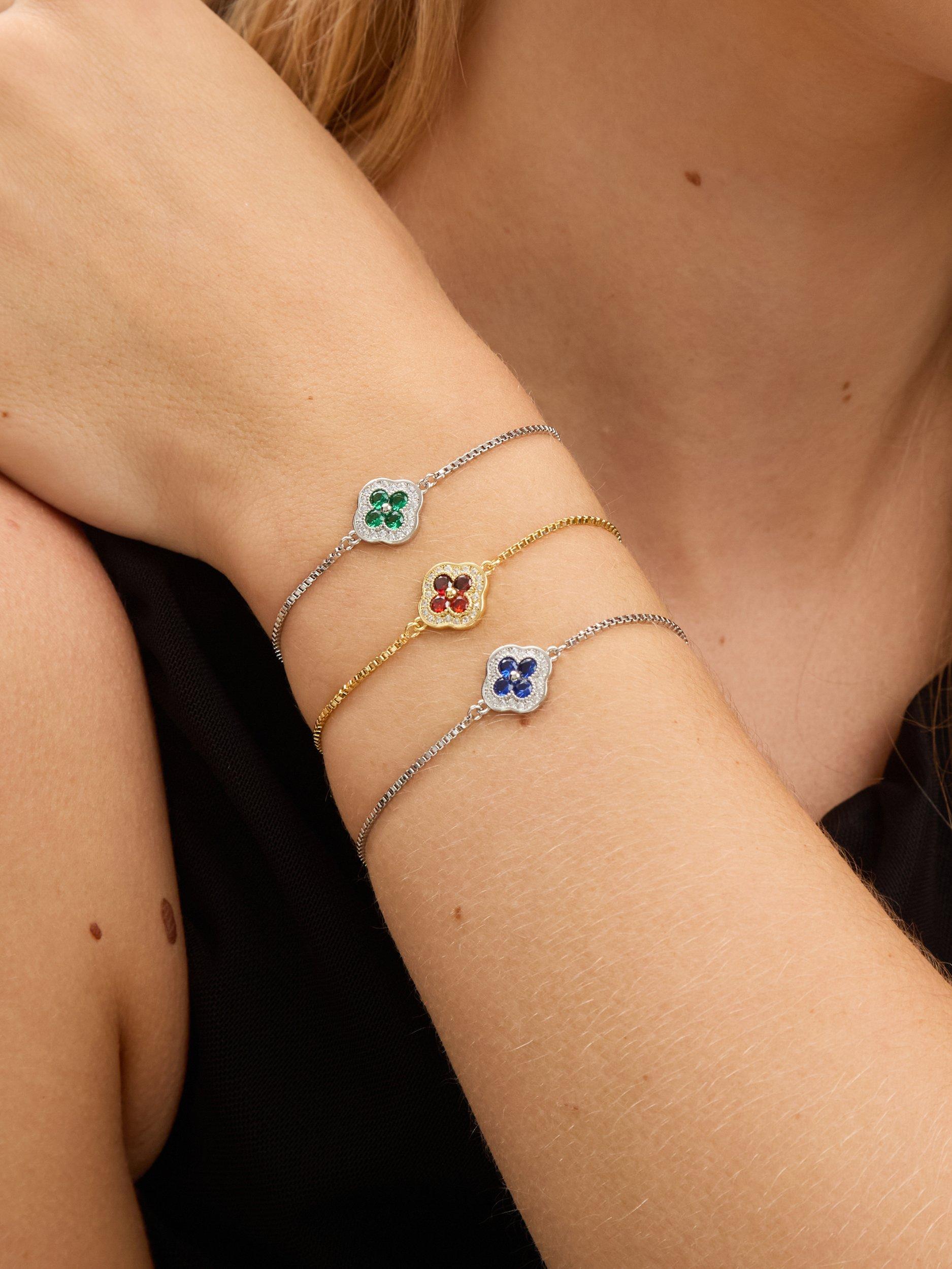 Product image 4 of 5, which shows Jon Richard Crystal Clover Toggle Bracelet, Silver/Sapphire