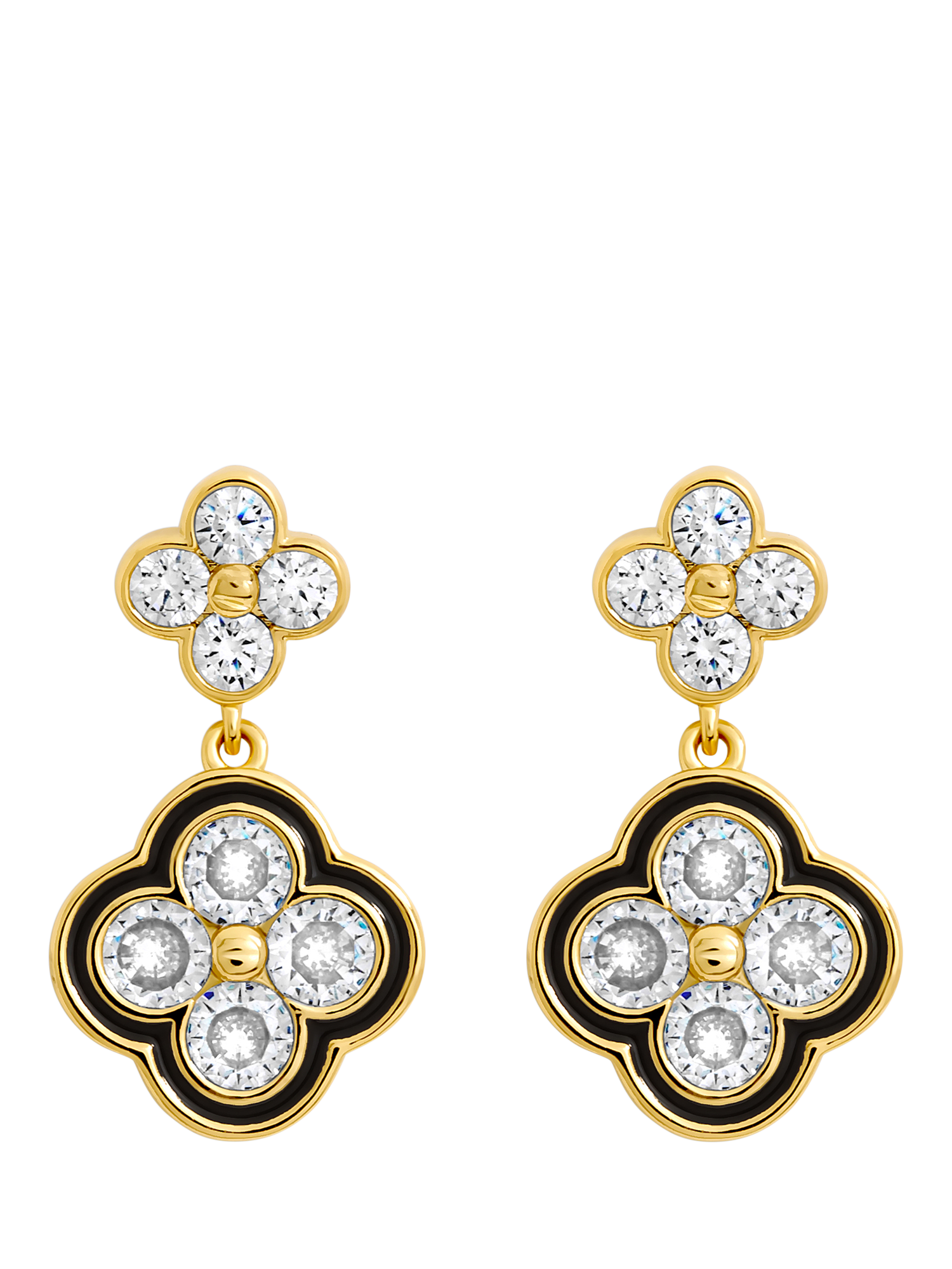 Product image 1 of 3, which shows Jon Richard Crystal Clover Earrings, Gold