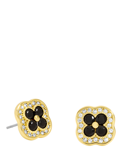 Jon Richard Crystal Jet Clover Stud Earrings, Gold, Gold