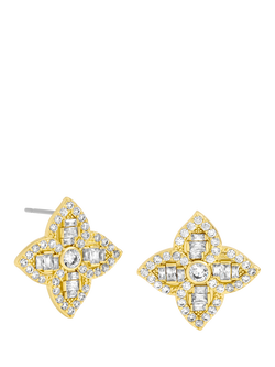 Jon Richard Crystal Clover Earrings, Gold, Gold