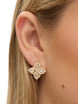 Jon Richard Crystal Clover Earrings, Gold - view 2, Gold