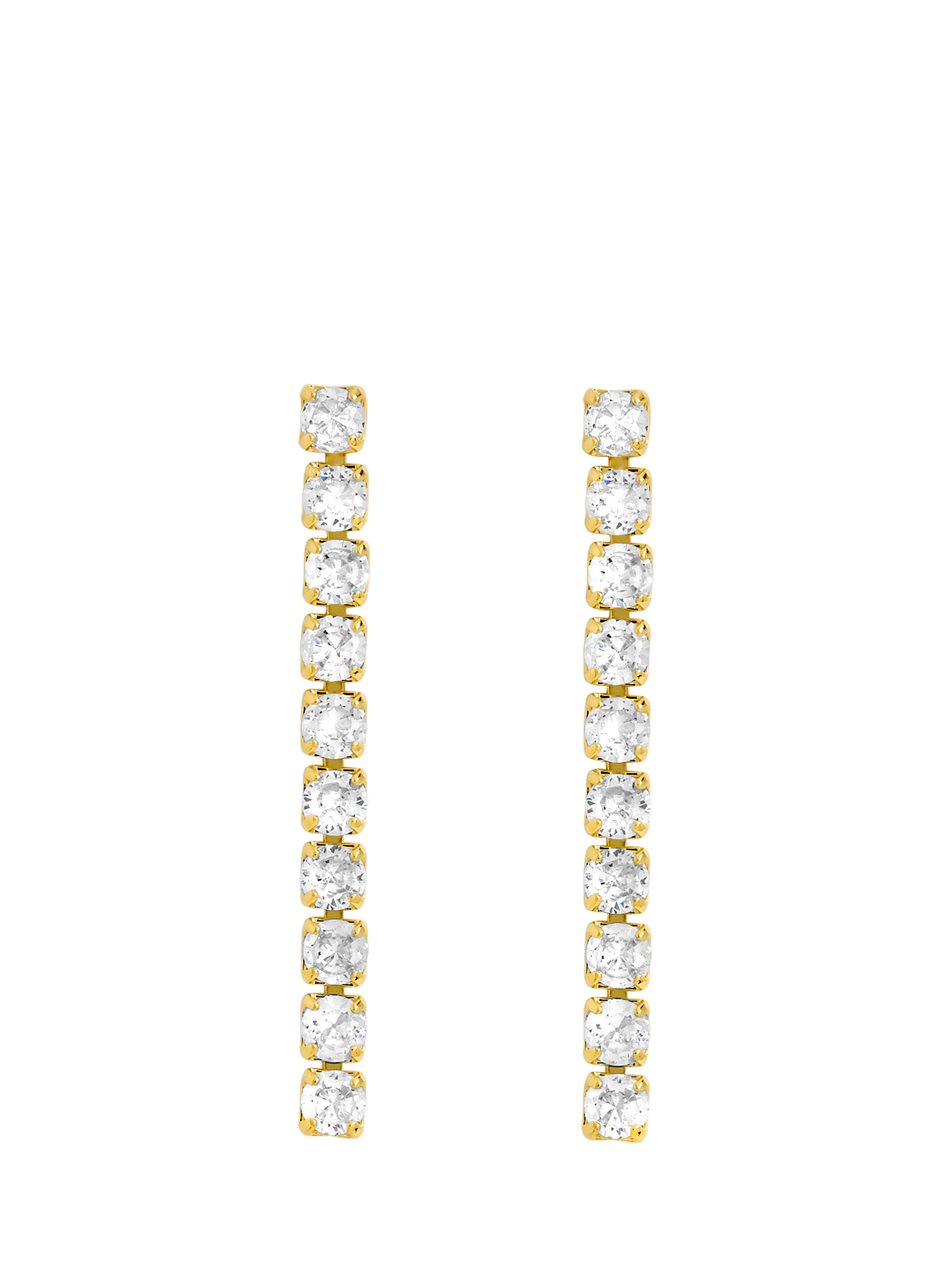 Product image 1 of 4, which shows Jon Richard Cubic Zirconia Round Tennis Earrings, Gold