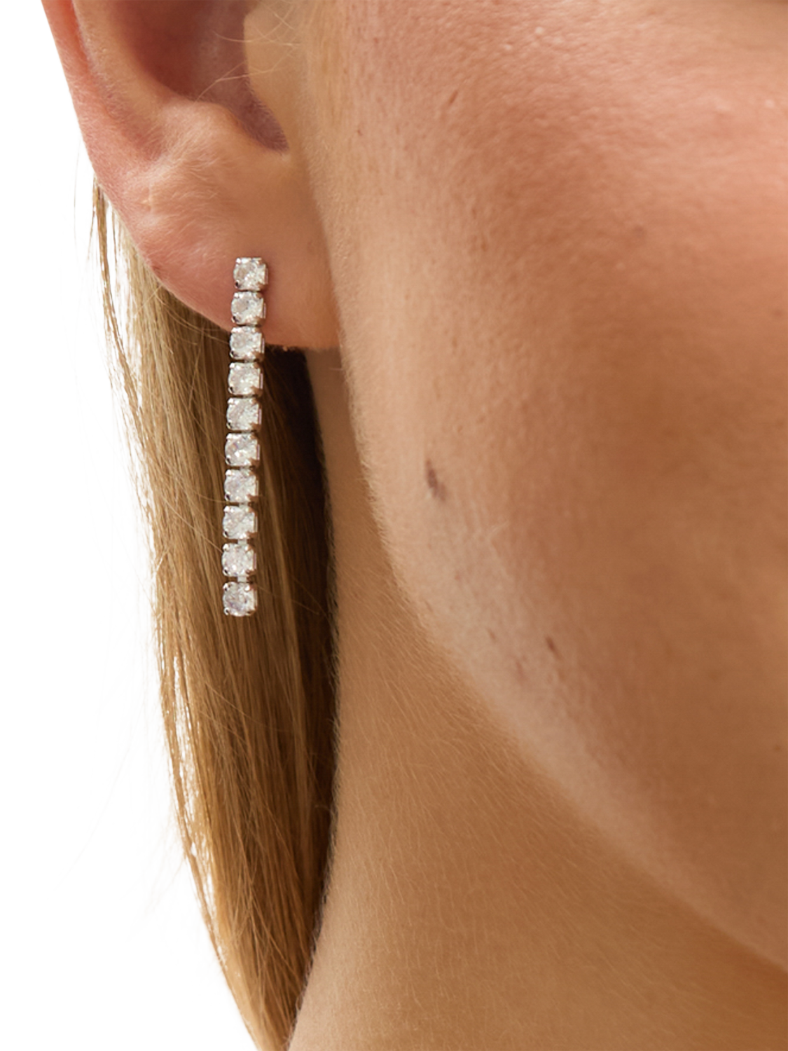 Product image 2 of 4, which shows Jon Richard Cubic Zirconia Round Tennis Earrings, Gold