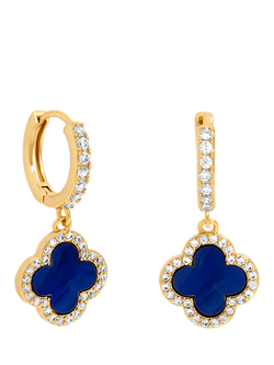 Jon Richard Lapis Clover Huggie Earrings, Gold, Gold