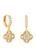 Jon Richard Pave Clover Hoop Drop Earrings, Gold