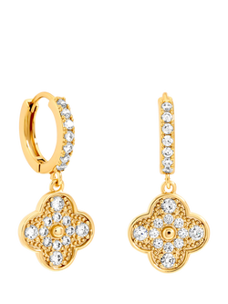 Jon Richard Pave Clover Hoop Drop Earrings, Gold, Gold