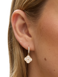 Jon Richard Pave Clover Hoop Drop Earrings, Gold