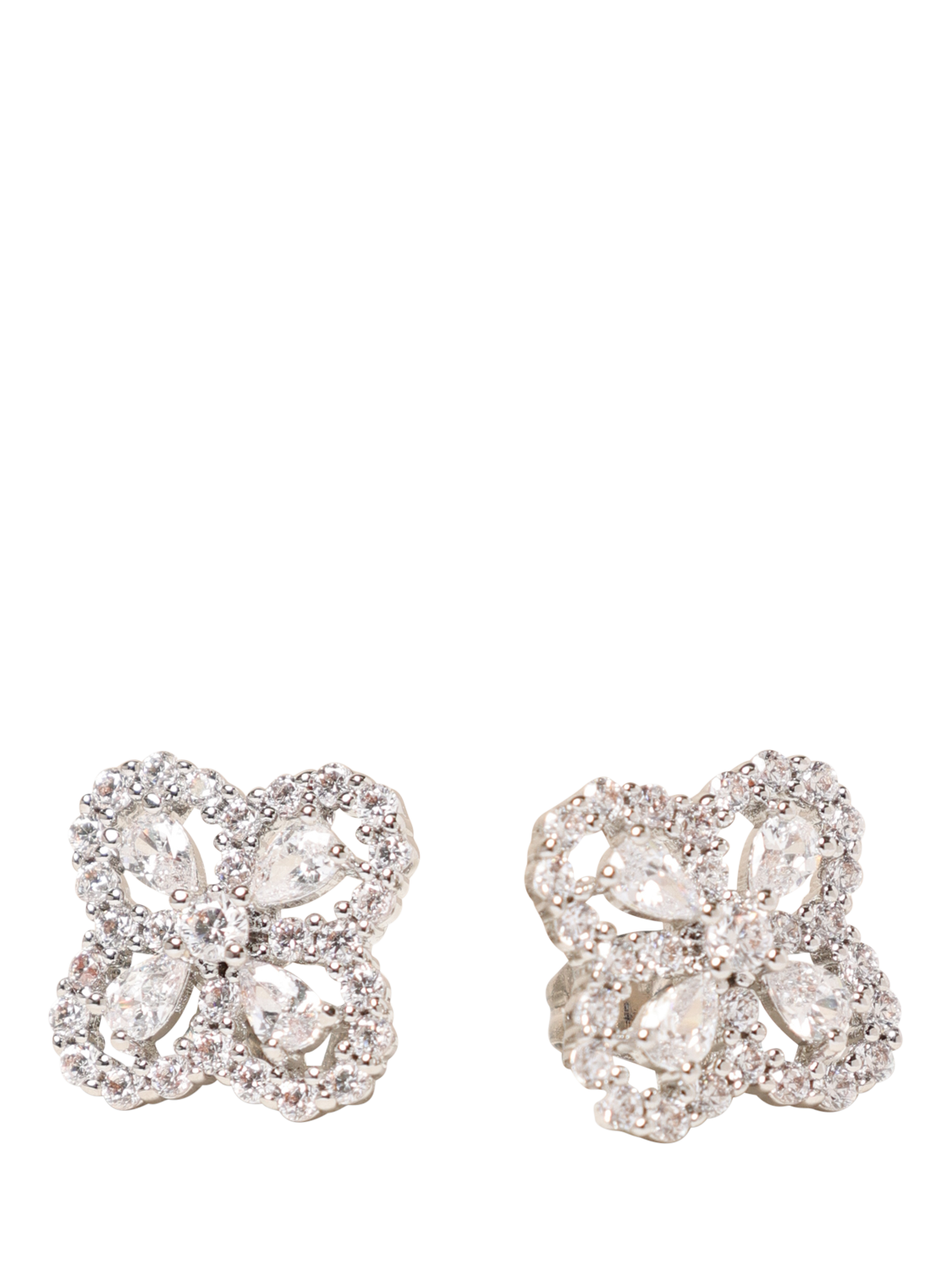 Product image 4 of 5, which shows Jon Richard Cubic Zirconia Clover Stud Earrings, Silver