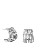Jon Richard Cubic Zirconia Multirow Hoop Earrings, Silver