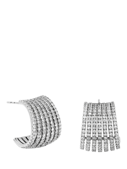 Jon Richard Cubic Zirconia Multirow Hoop Earrings, Silver, Silver