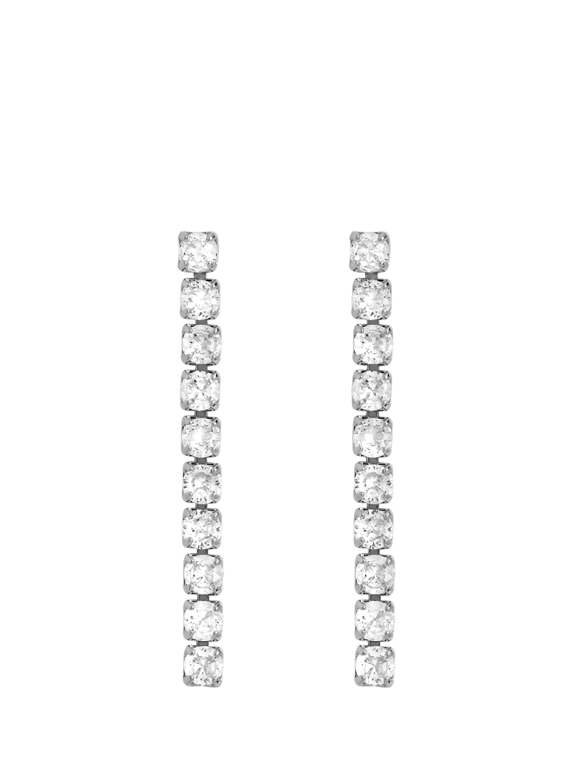 Product image 1 of 3, which shows Jon Richard Cubic Zirconia Round Tennis Earrings, Silver