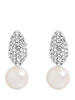 Jon Richard Silver Pearl and Crystal Earrings, Silver, Silver