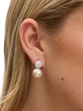 Jon Richard Silver Pearl and Crystal Earrings, Silver