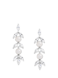 Jon Richard Pearl and Crystal Leaf Drop Earrings, Silver