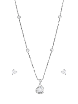 Jon Richard Cubic Zirconia Heart Drop Box Set, Silver, Silver
