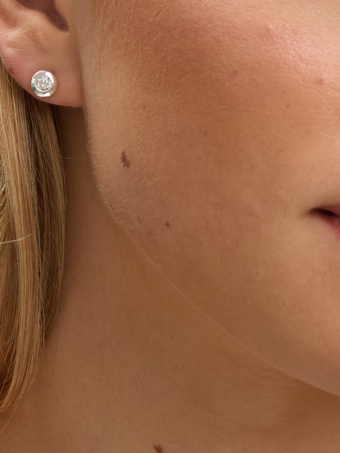 Product image 4 of 4, which shows Jon Richard Crystal Bezel Necklace and Earrings Set, Silver