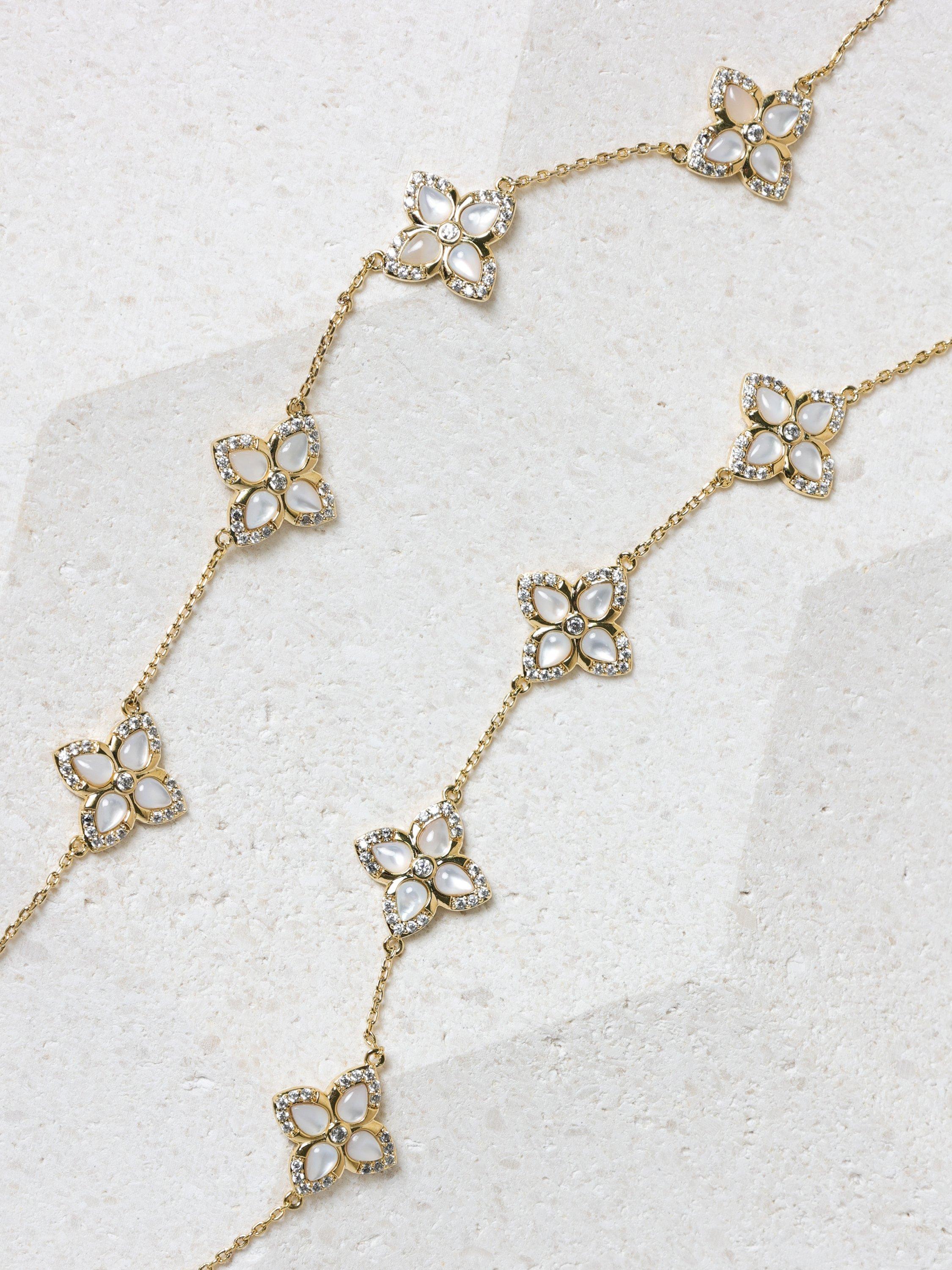 Product image 2 of 3, which shows Jon Richard Mop Clover Necklace, Gold