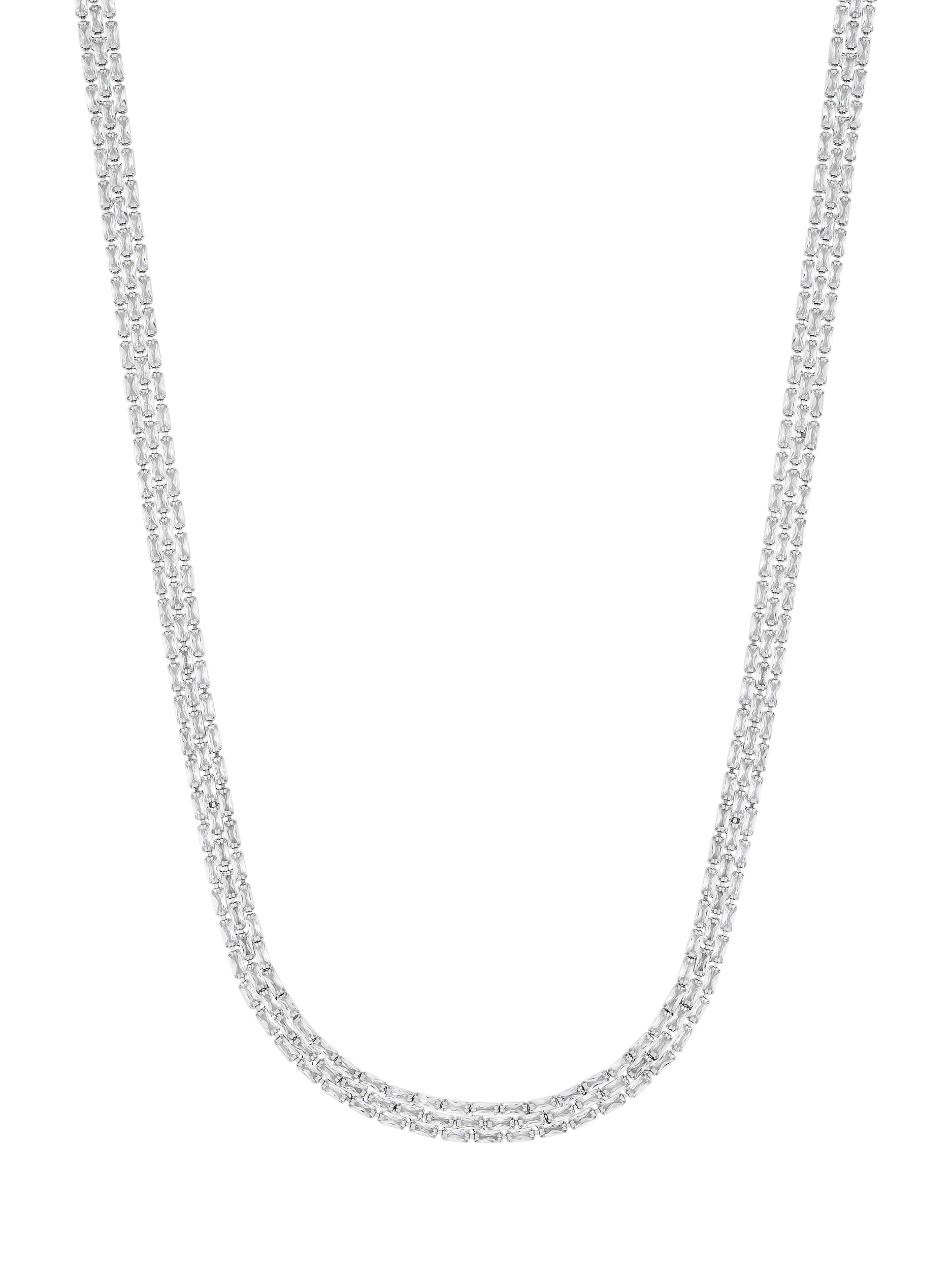 Product image 1 of 2, which shows Jon Richard Cubic Zirconia Baguette Necklace, Silver