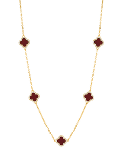 Jon Richard Carnelian Station Clover Necklace, Gold, Gold