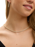 Jon Richard Cubic Zirconia Round Tennis Necklace, Gold