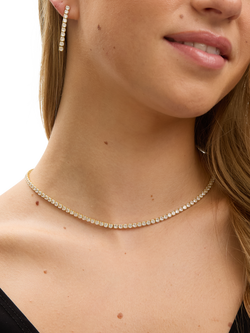 Jon Richard Cubic Zirconia Round Tennis Necklace, Gold - view 2, Gold