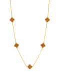Jon Richard Tigers Eye Station Clover Necklace, Gold