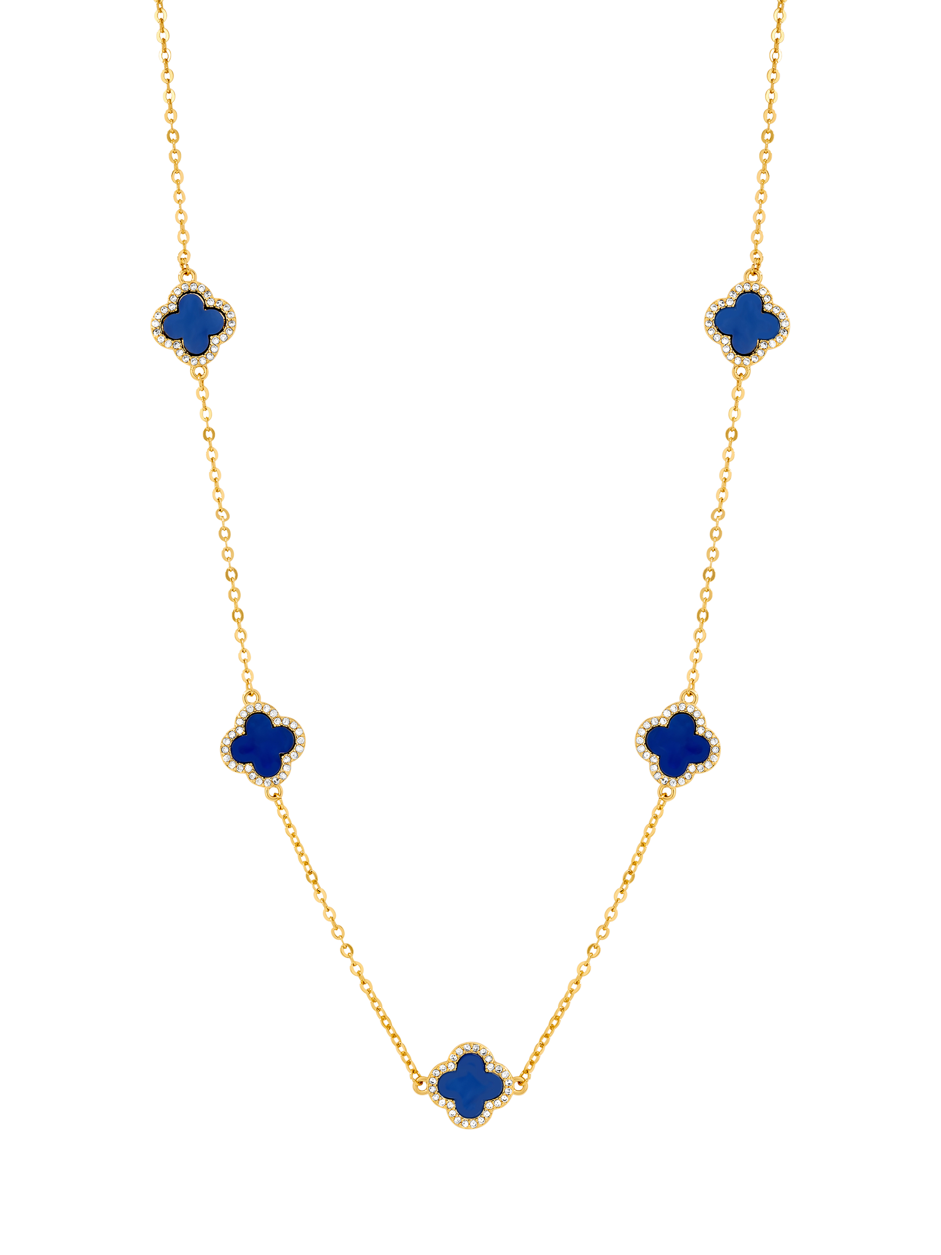 Product image 1 of 1, which shows Jon Richard Lapis Station Clover Necklace, Gold