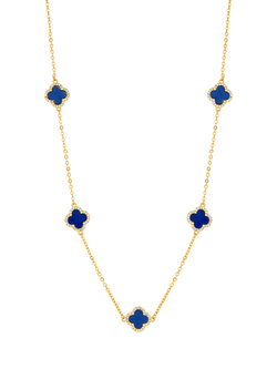 Jon Richard Lapis Station Clover Necklace, Gold, Gold