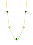 Jon Richard Pave Malachite Clover Necklace, Gold